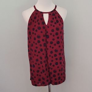 41 Hawthorn Burgundy and Black Polka Dot Blouse